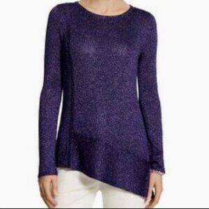 Chico’s Purple Shine Pullover Top 1 Asymmetrical Glam Chic Party Sweater Knit